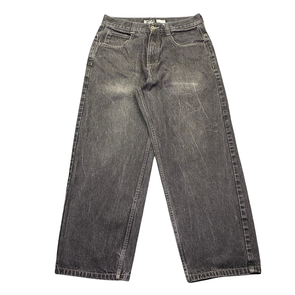 Southpole Mens Baggy Jeans Faded Black Wide Leg Streetwear Y2K Size 34 Skater